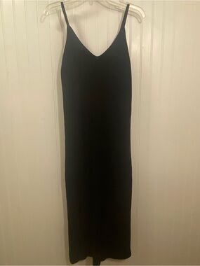 black ribbed bodycon midi dress